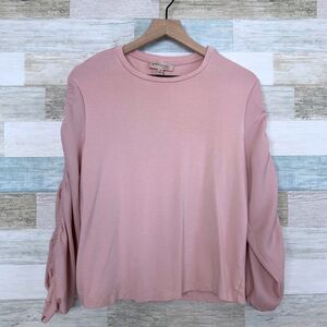 Philosophy Statement Sleeve French Terry Sweatshirt Top Pink Soft Womens Medium